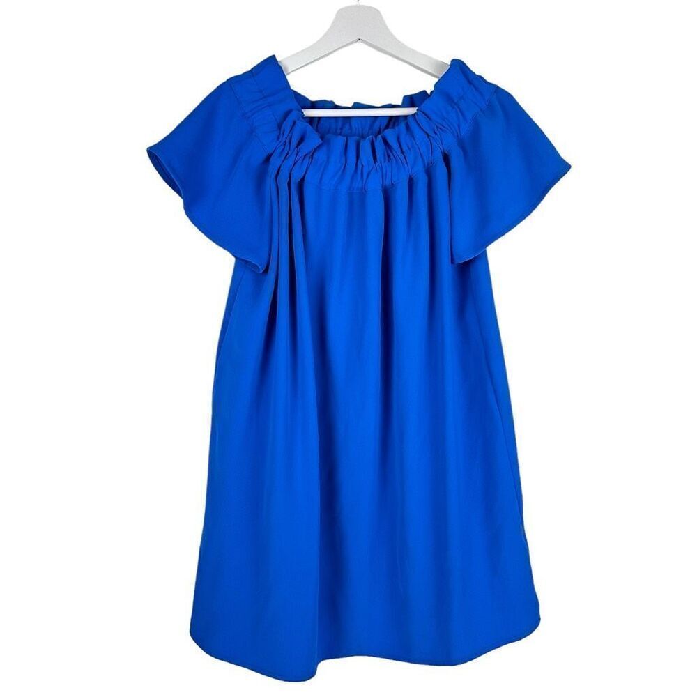 Pleione Off the Shoulder Short Sleeve Dress size Small Petite Blue